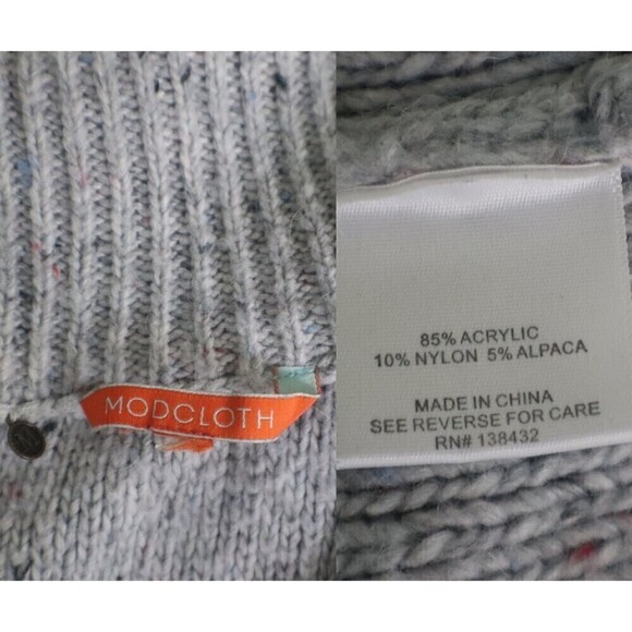 Modcloth Size M Gray Speckled Cozy Moment Shawl Alpaca Cardigan Sweater Casual - Picture 12 of 13